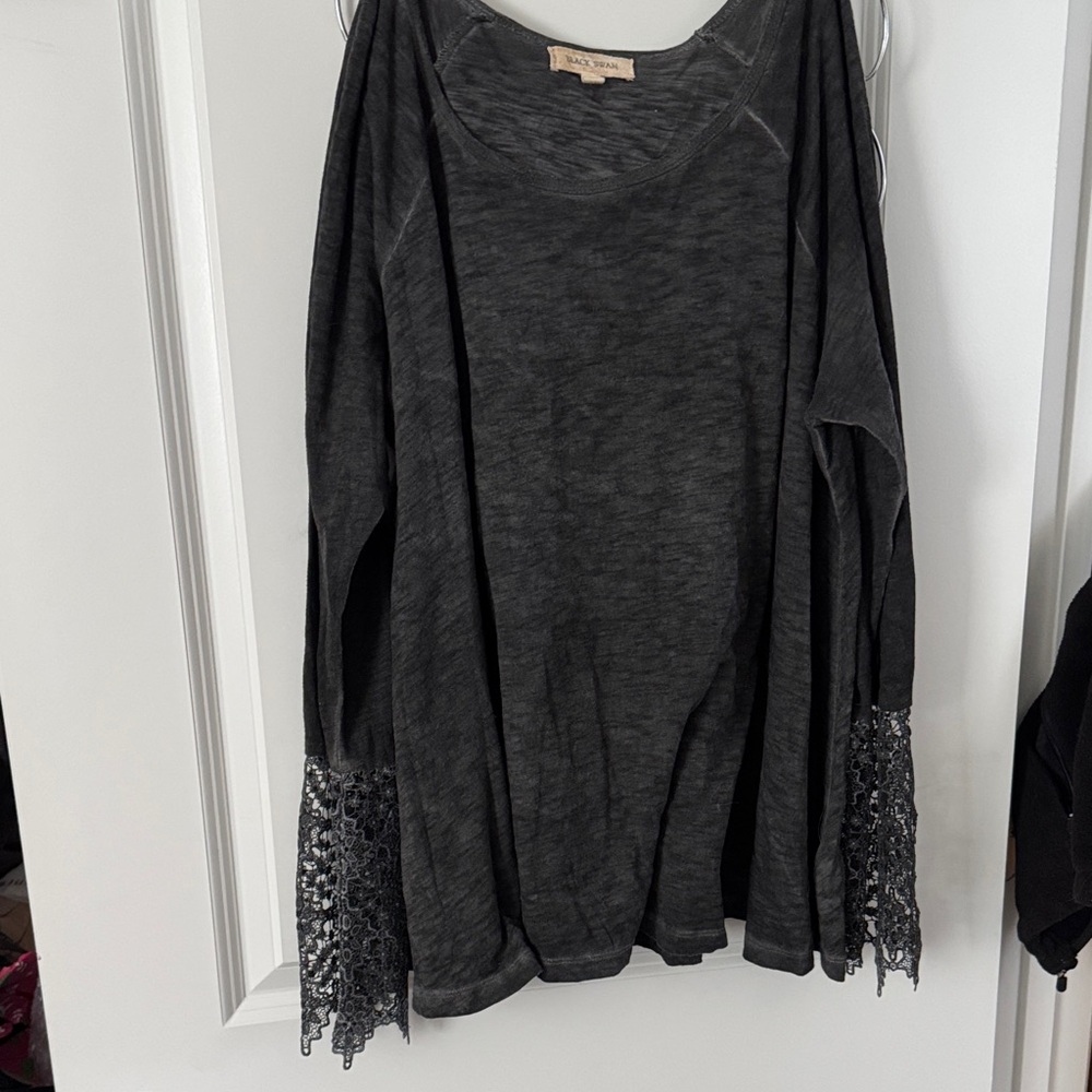 Black Swan Black Lace Sleeve Women's Top